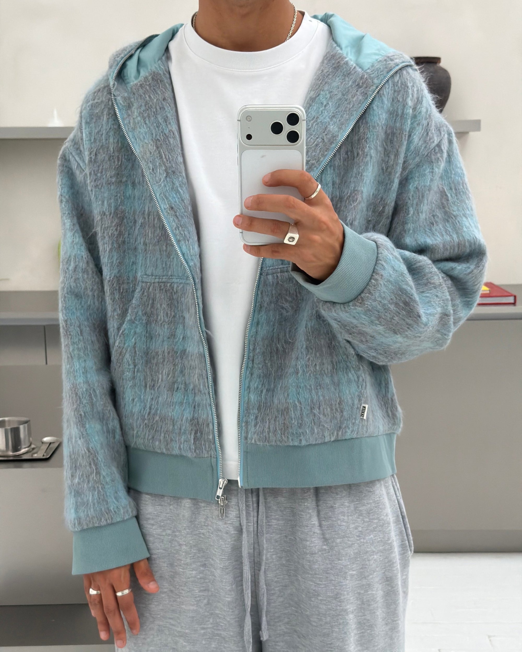Fuzzy Hoodie Light blue